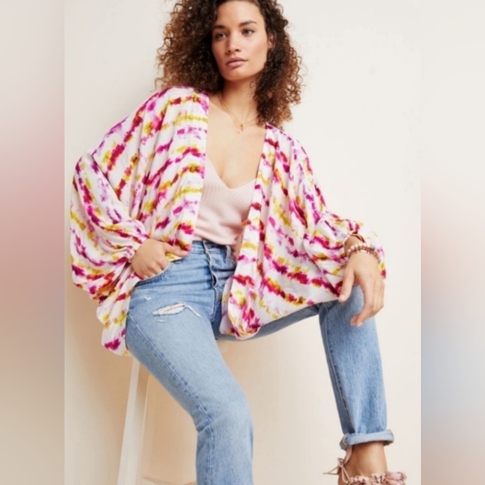 Anthropologie Dip-Dye Cocoon Kimono one size.